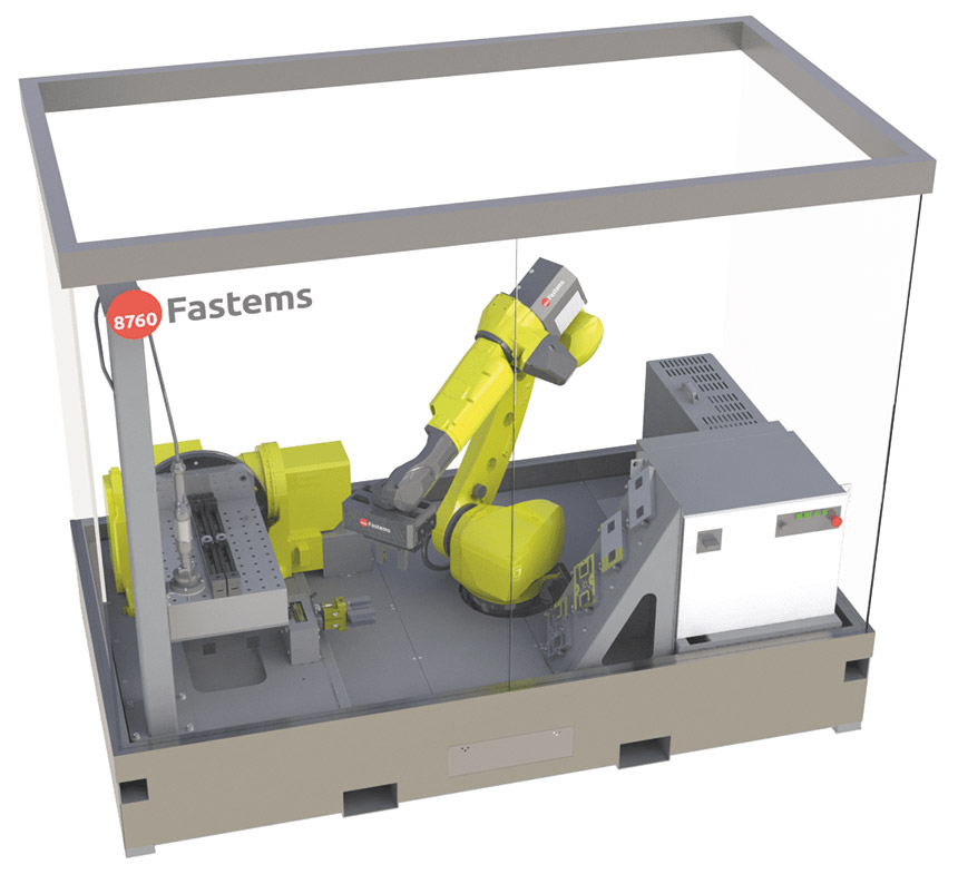 La cellule robotisée conçue par Fastems charge et décharge automatiquement les pièces vers et depuis les palettes. Elle resserre également les pièces entre les opérations d'usinage. Source : Fastems