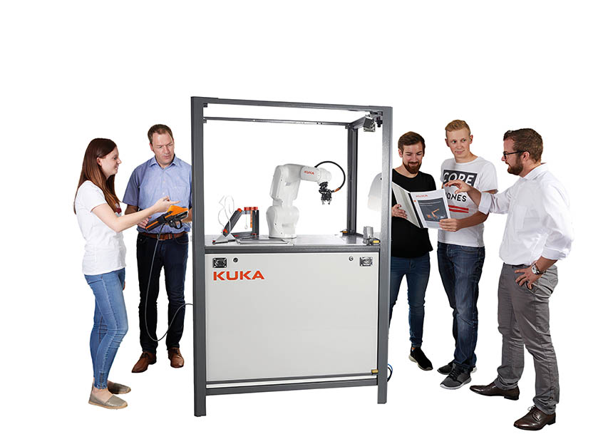 La solution ready2_educate assure l’initiation au monde de la robotique. Le pack débutant complet est destiné aux écoles, établissements d’enseignement supérieur et instituts de formation des entreprises. Source : Kuka