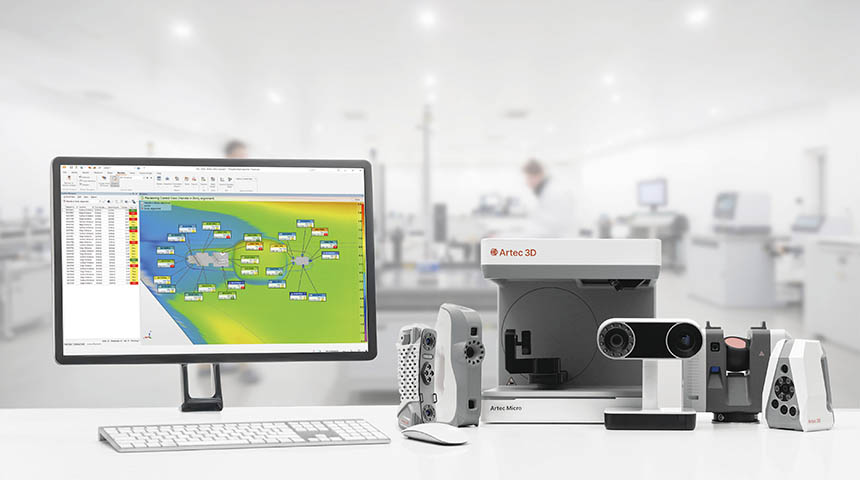 Avec le logiciel PolyWorks|Inspector, les utilisateurs peuvent mener des analyses dimensionnelles complètes en comparant les scans aux modèles CAO. Source : Artec