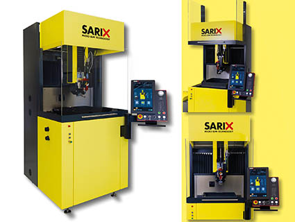Compacte, la machine SX30 assure le perçage à grande vitesse par micro-électroérosion et est adaptée aux travaux allant de moins de 1,5 mm à 100 micromètres. Source : Sarix